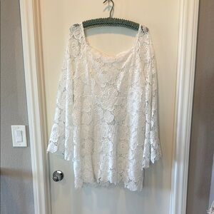 White Lace Bell Sleeve Top